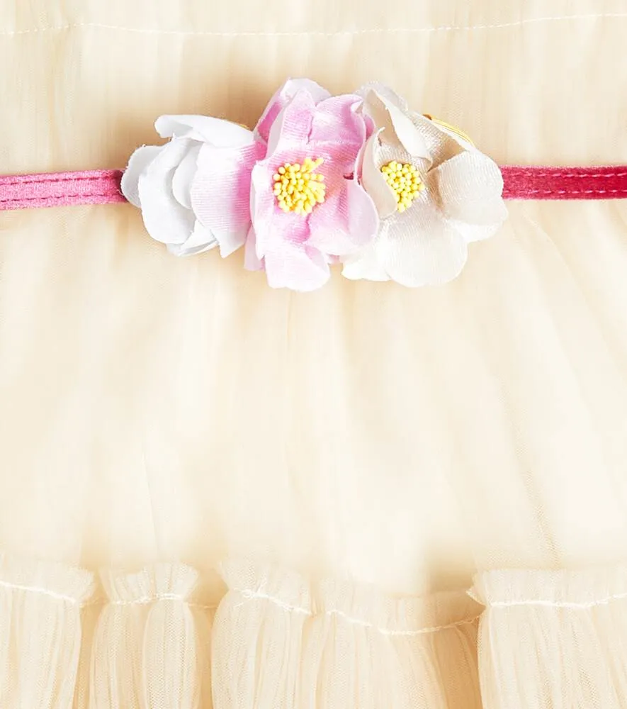 Abito Party Time dress in Monnalisa tulle, beige