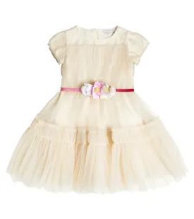 Abito Party Time dress in Monnalisa tulle, beige