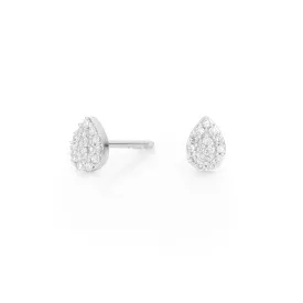 Adina - Super Tiny Solid Pave Teardrop Posts in Sterling Silver