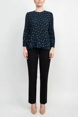 Adrianna Papell Sport Scoop Neck 3/4 Bubble Sleeve Woven Top