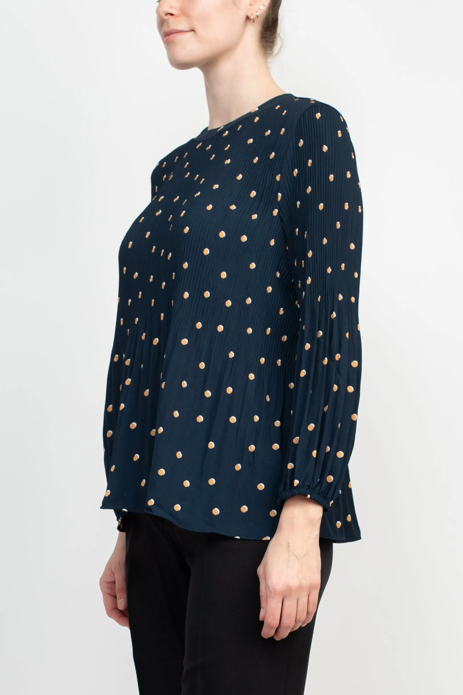 Adrianna Papell Sport Scoop Neck 3/4 Bubble Sleeve Woven Top