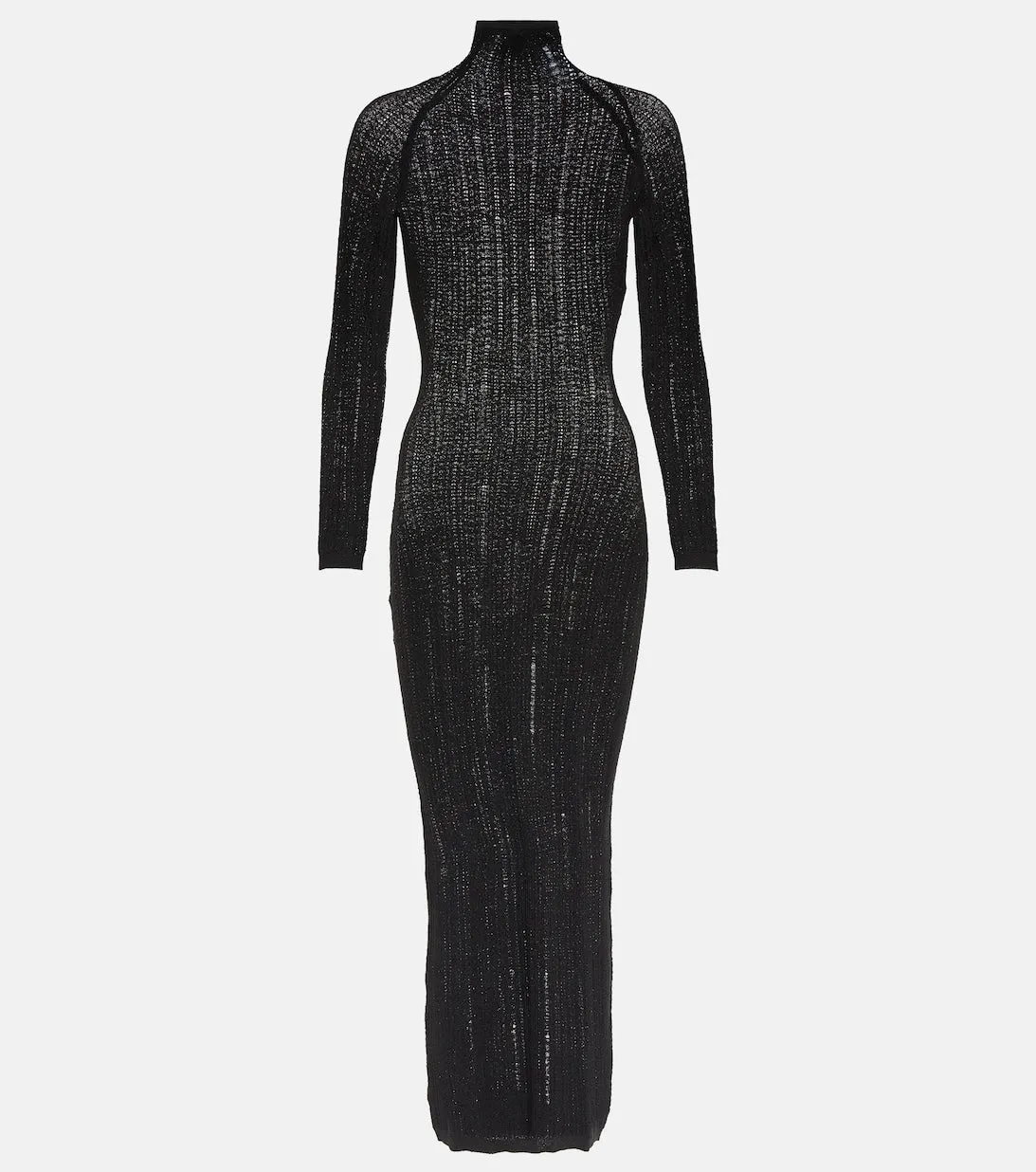 ALAÏA distressed wool blend midi dress, black