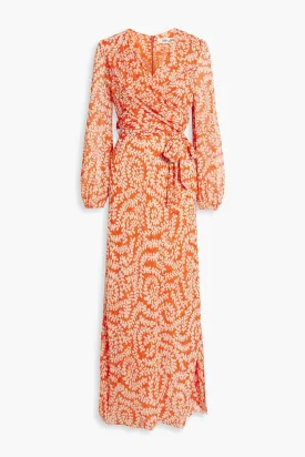 Alaric DIANE VON FURSTENBERG Georgette Wrap Maxi Dress, Orange