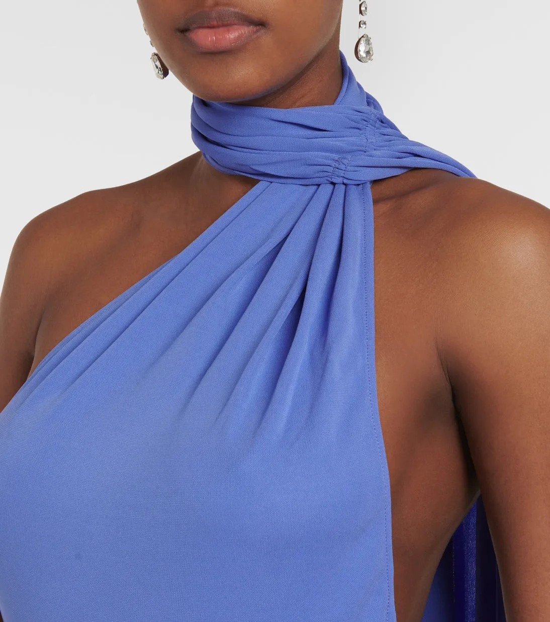 Alex Perry Jersey Dress with Open Back and Scarf, Blue