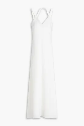 Allison crepe dress with HALSTON beading, ivory