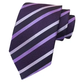 Classy Men Classic Purple Striped Silk Tie