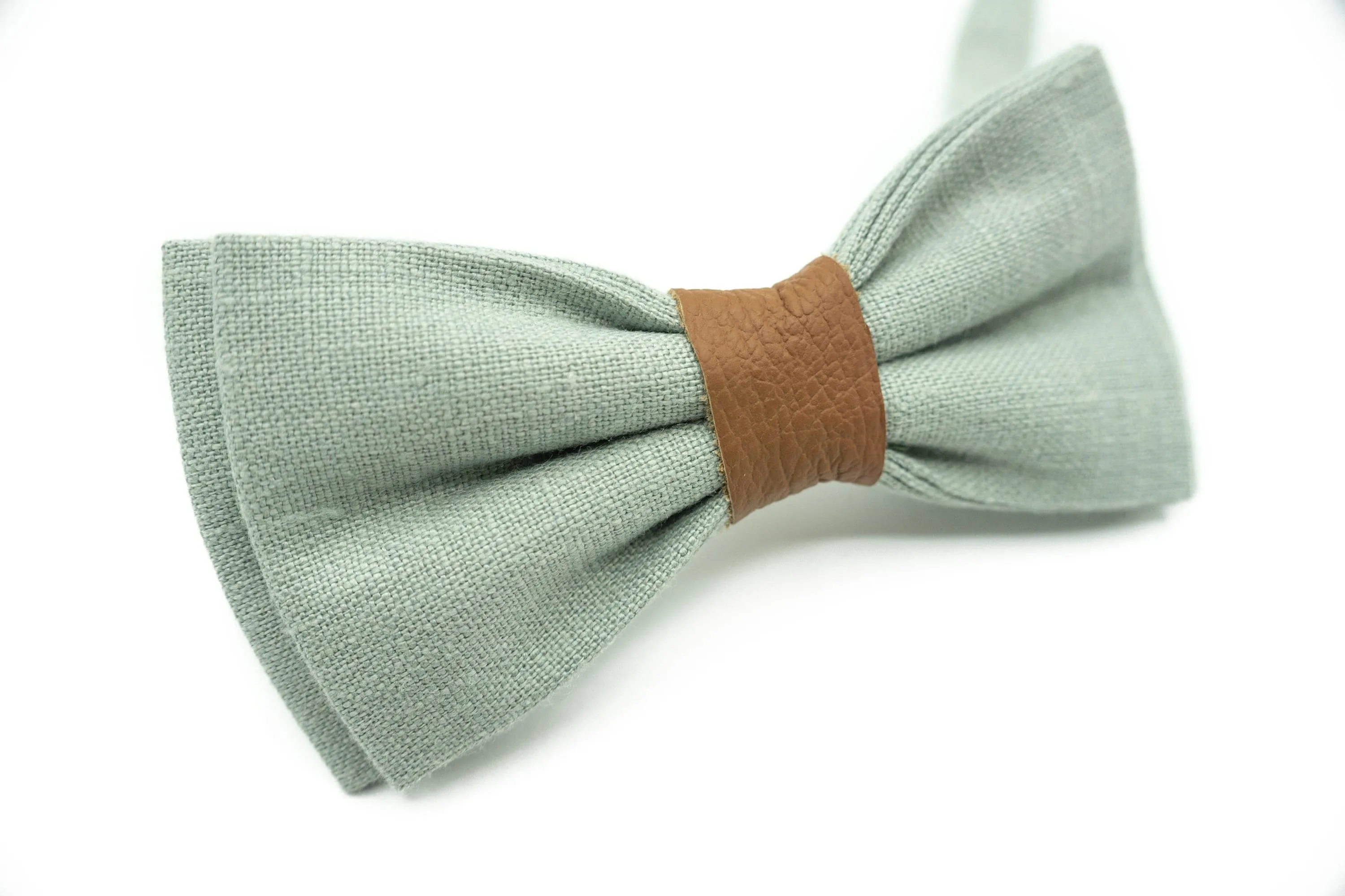 Dusty Light Sage Green Groomsmen Wedding Suspender, Bow Tie, and Matching Pocket Square Set