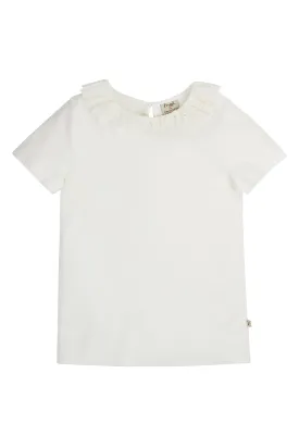 Frugi Ada Collar T-Shirt Soft White