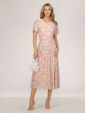 Giana Floral Midi Dress, Peach