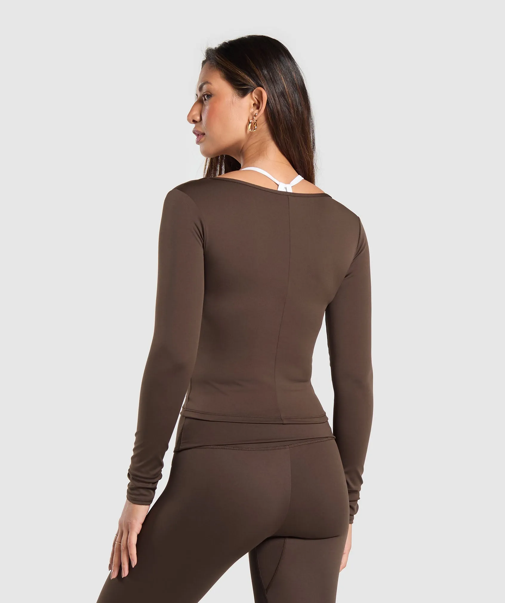 Gymshark Everyday Long Sleeve Midi Top - Archive Brown