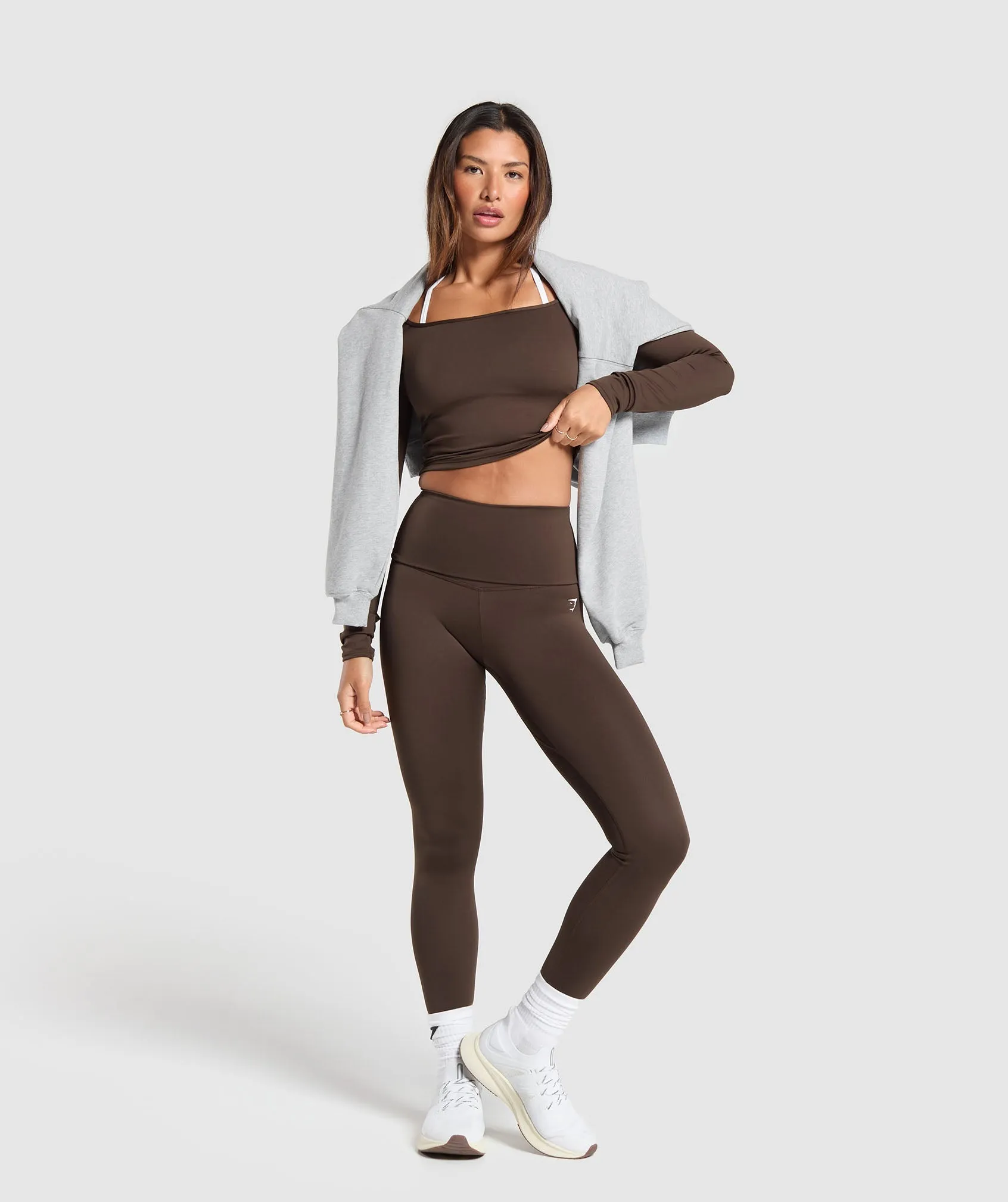 Gymshark Everyday Long Sleeve Midi Top - Archive Brown