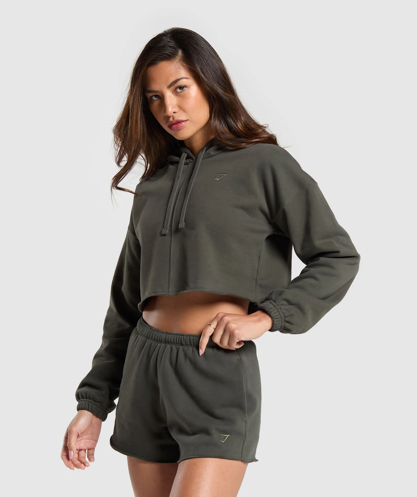 Gymshark Fleece Crop Pullover - Strength Green
