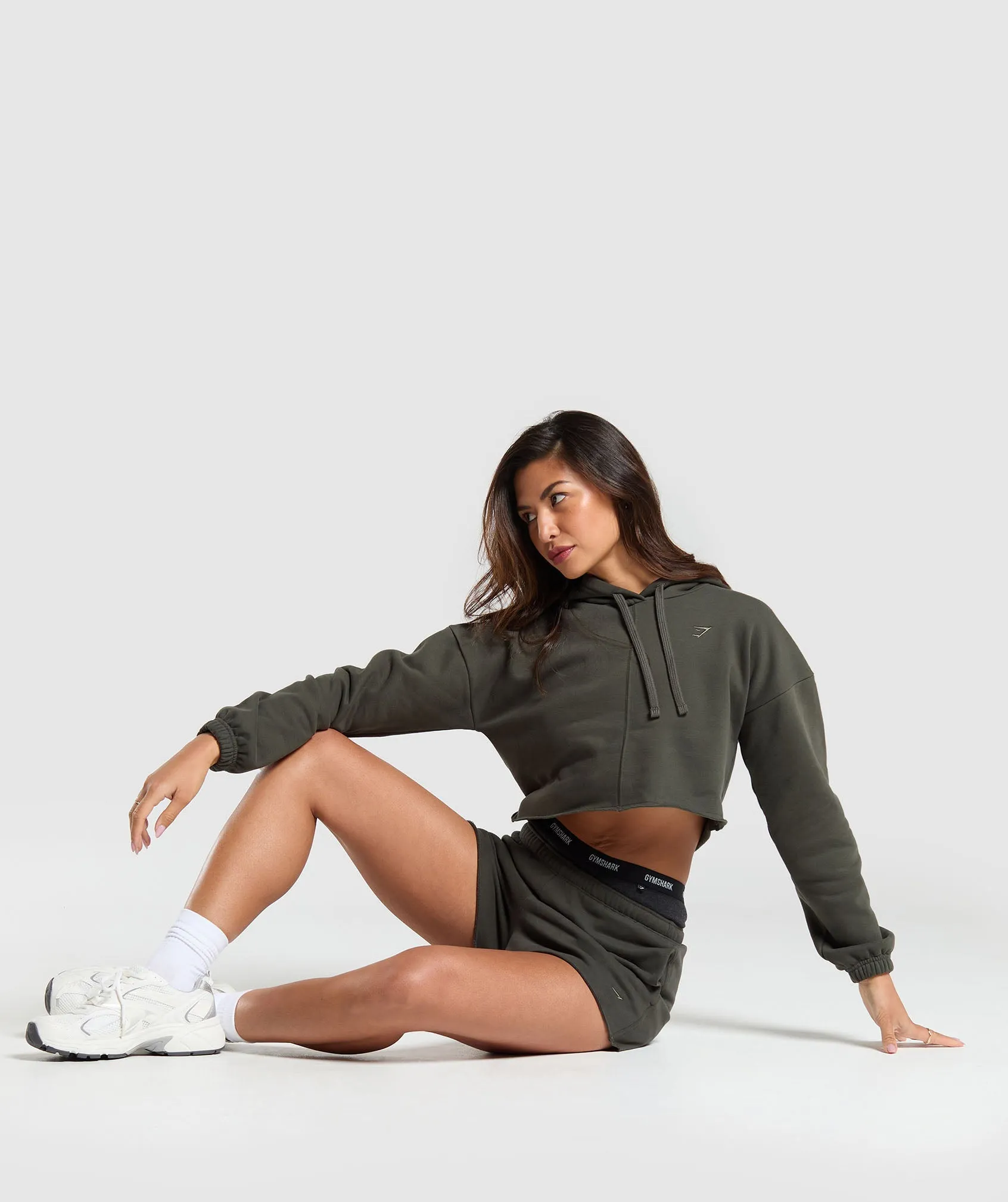 Gymshark Fleece Crop Pullover - Strength Green