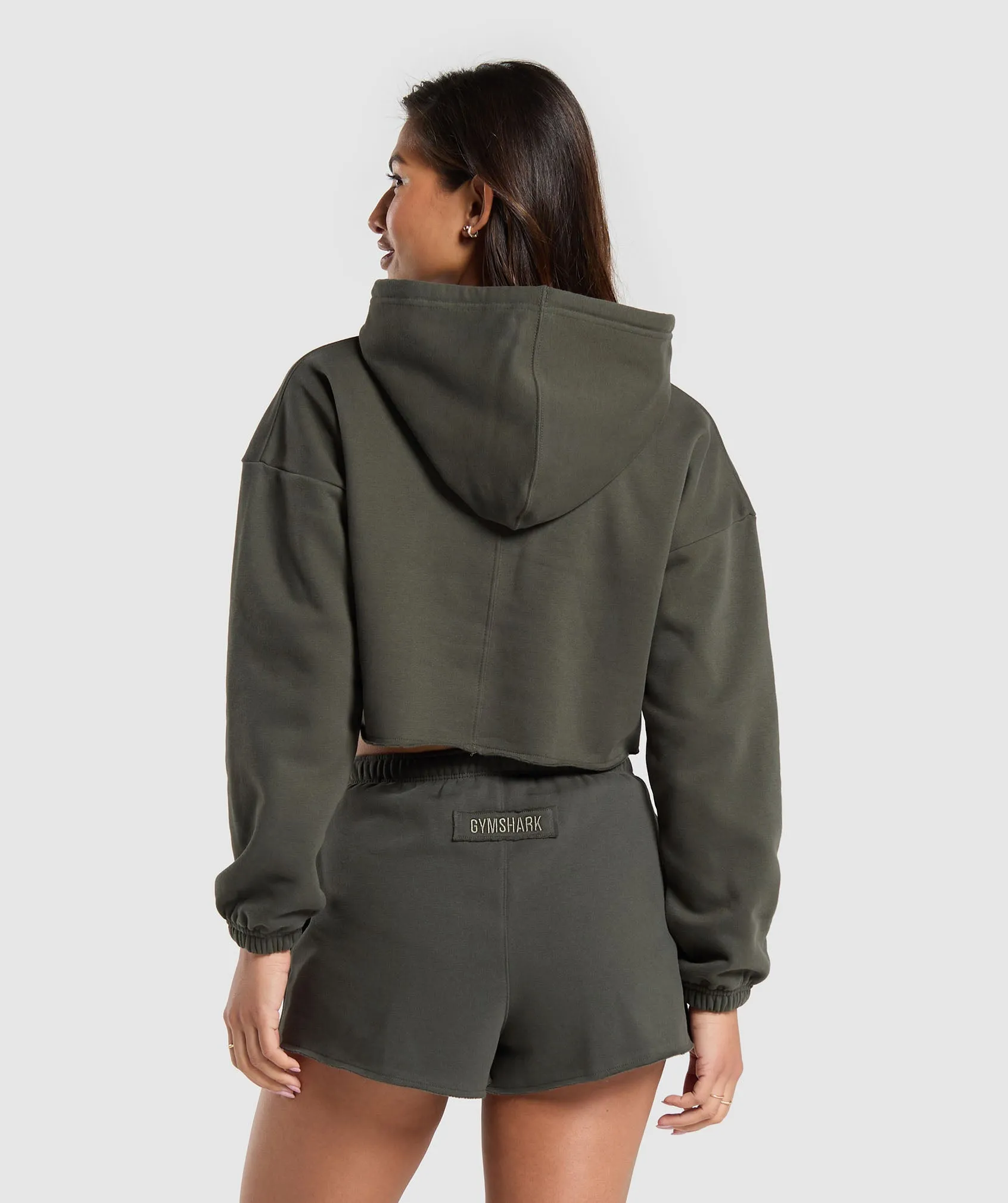 Gymshark Fleece Crop Pullover - Strength Green