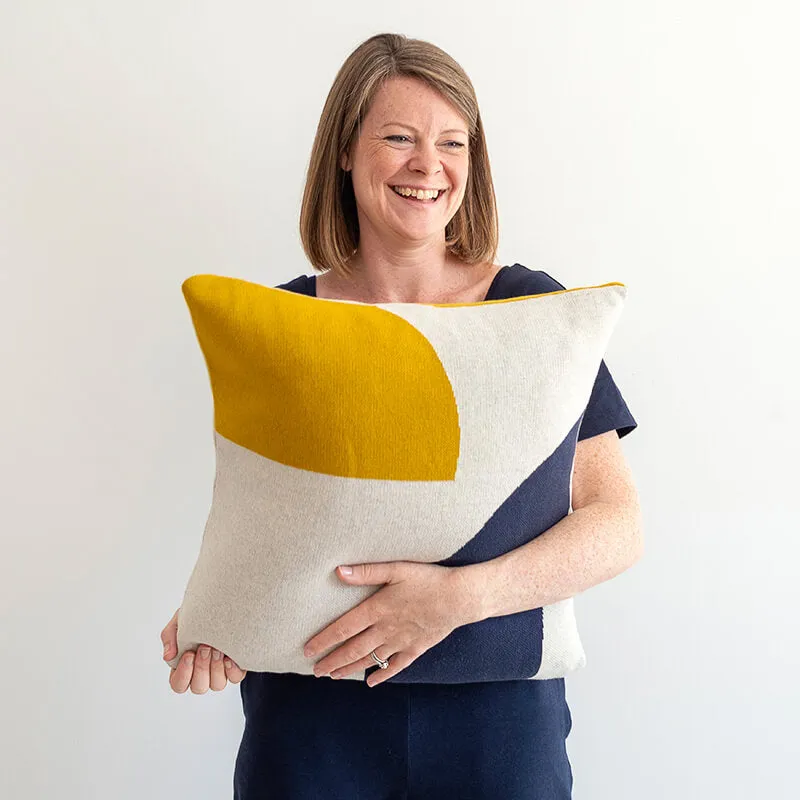Ilo Cushion | Citrus, Ink, Ivory | Cotton & Biodegradable Inner | by Sophie Home
