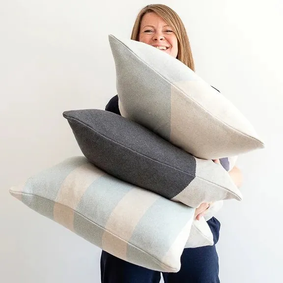 Ilo Cushion | Citrus, Ink, Ivory | Cotton & Biodegradable Inner | by Sophie Home