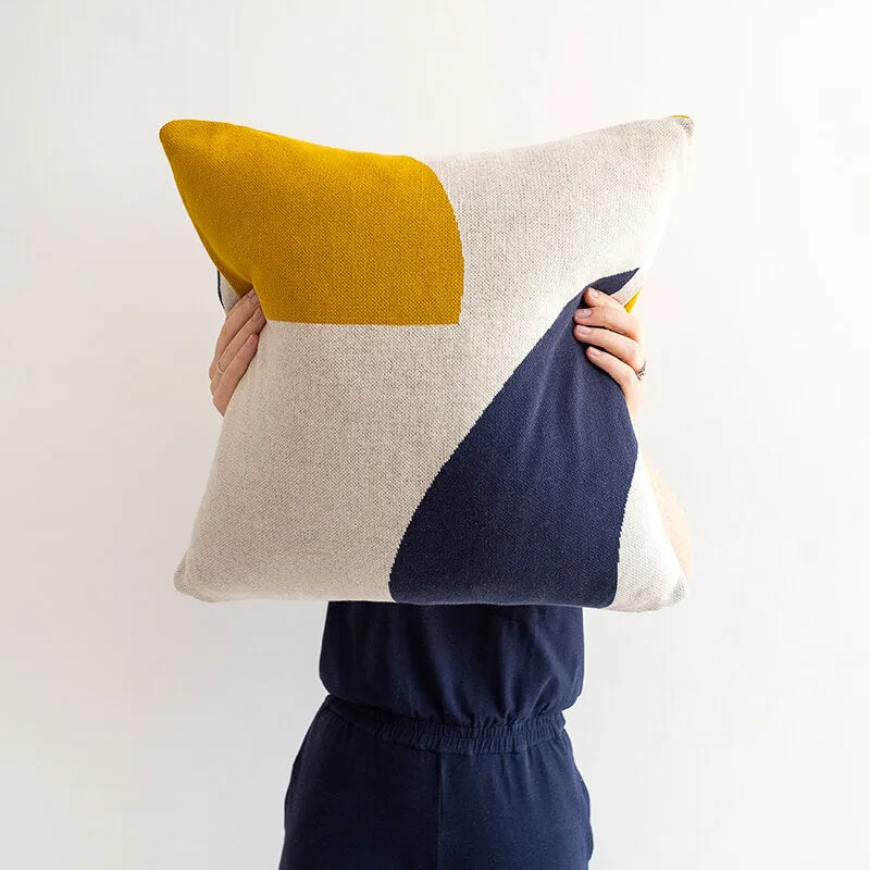 Ilo Cushion | Citrus, Ink, Ivory | Cotton & Biodegradable Inner | by Sophie Home