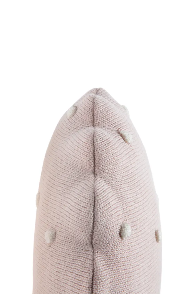 KNITTED CUSHION ROUND BISCUIT PINK
