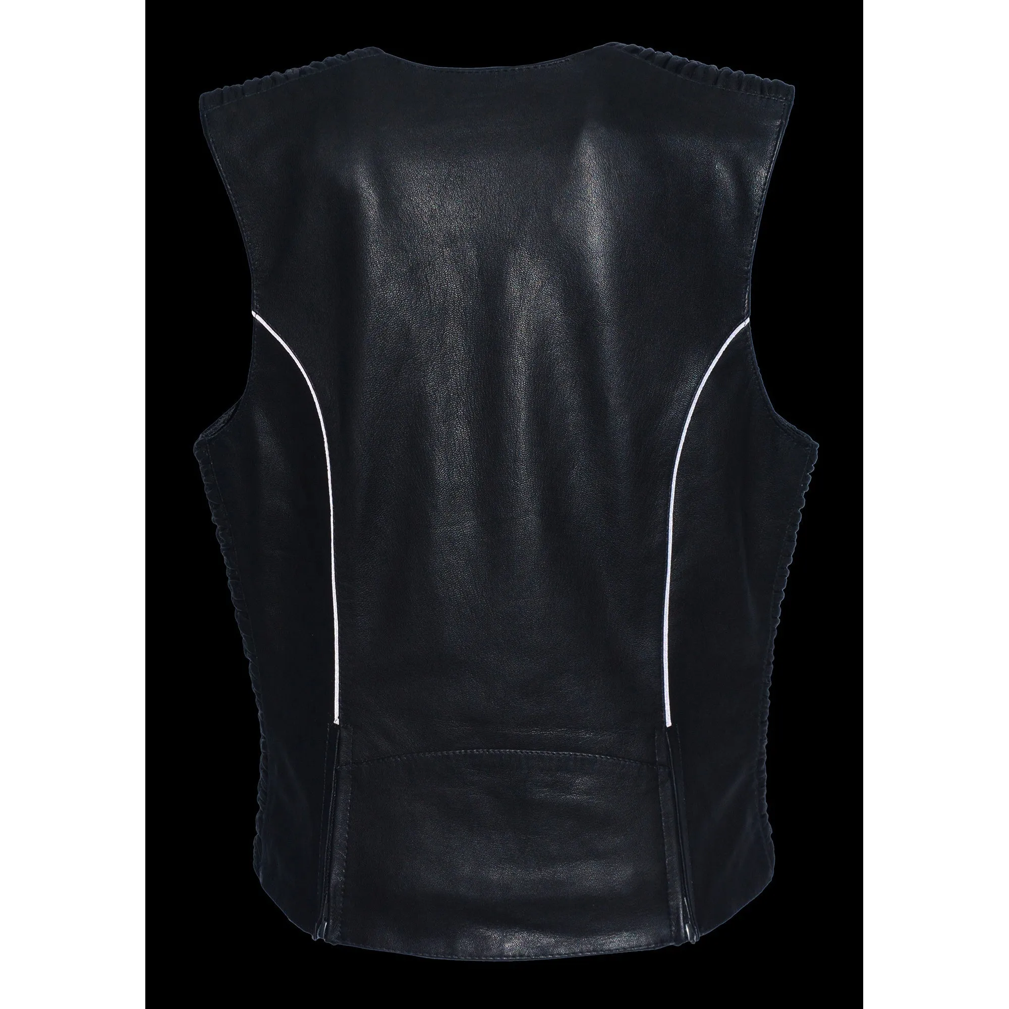 Ladies Lightweight Snap Front Vest w/ Crinkle Detailing