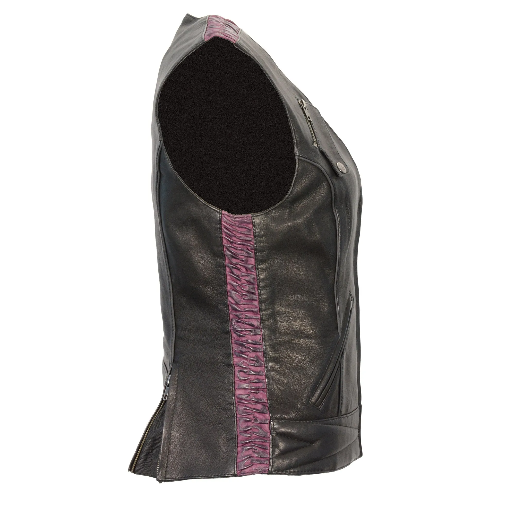 Ladies Lightweight Snap Front Vest w/ Crinkle Detailing