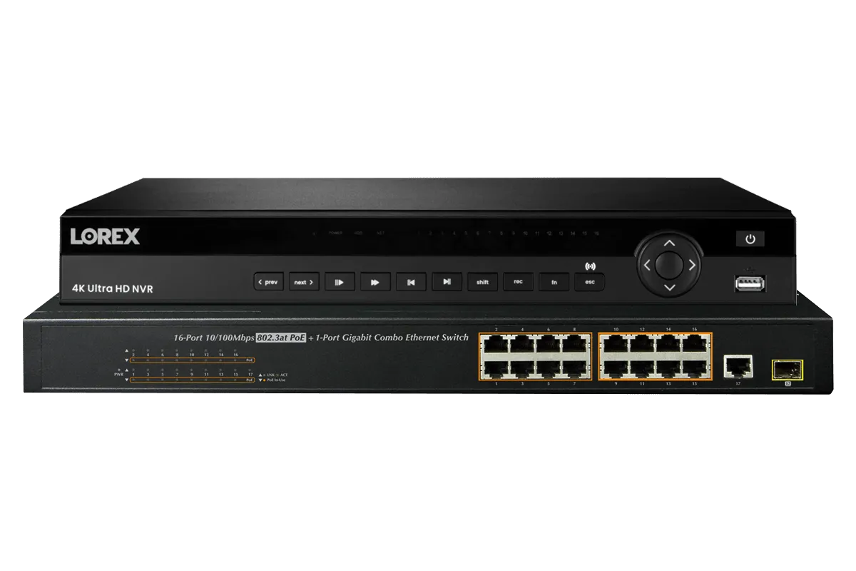 Lorex 4K (32 Camera Capable) 8TB Wired NVR System with Nocturnal 4 Smart IP Bullet Cameras Featuring Motorized Varifocal Lens, Vandal Resistant and 30FPS Recording