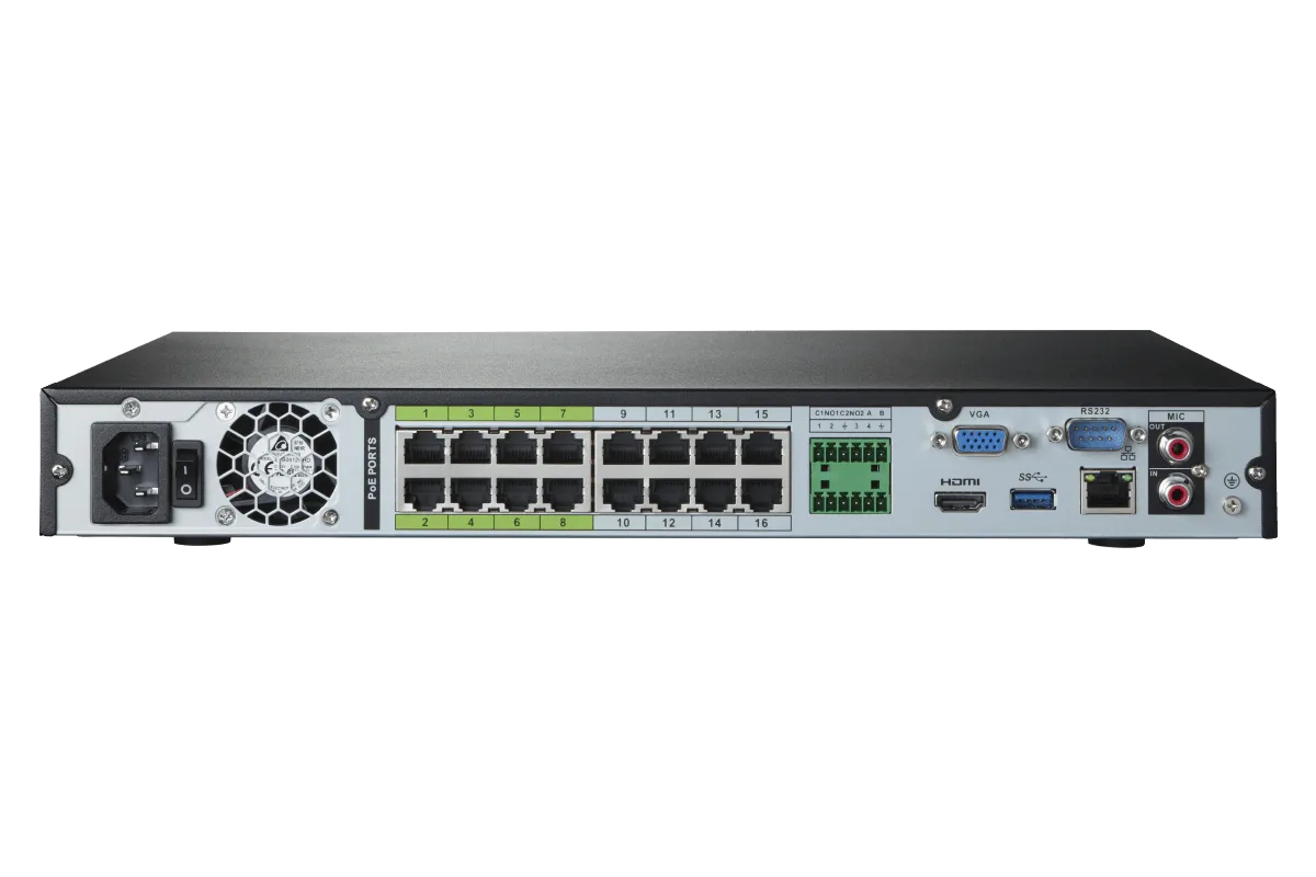 Lorex 4K (32 Camera Capable) 8TB Wired NVR System with Nocturnal 4 Smart IP Bullet Cameras Featuring Motorized Varifocal Lens, Vandal Resistant and 30FPS Recording