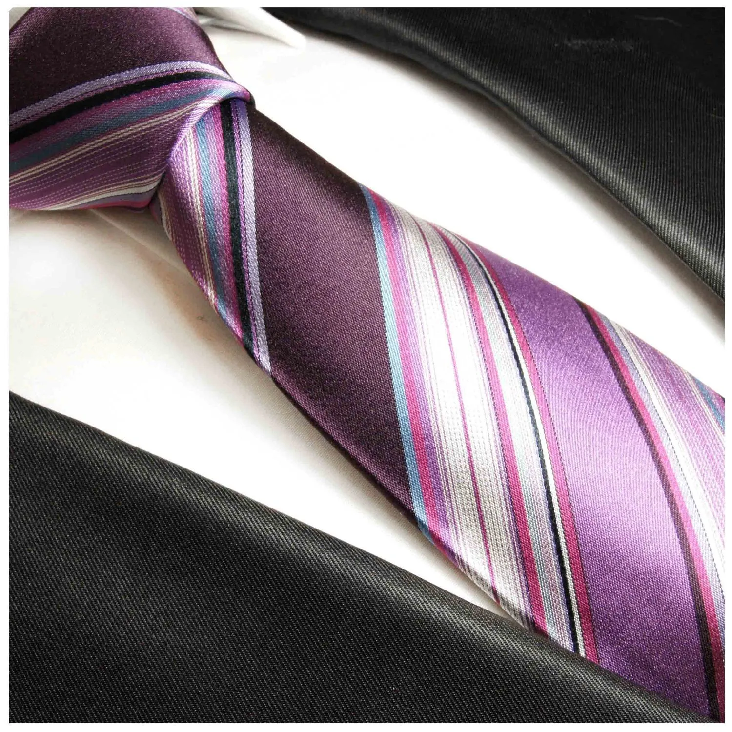 Luxurious Purple and Pink Silk Tie by Paul Malone