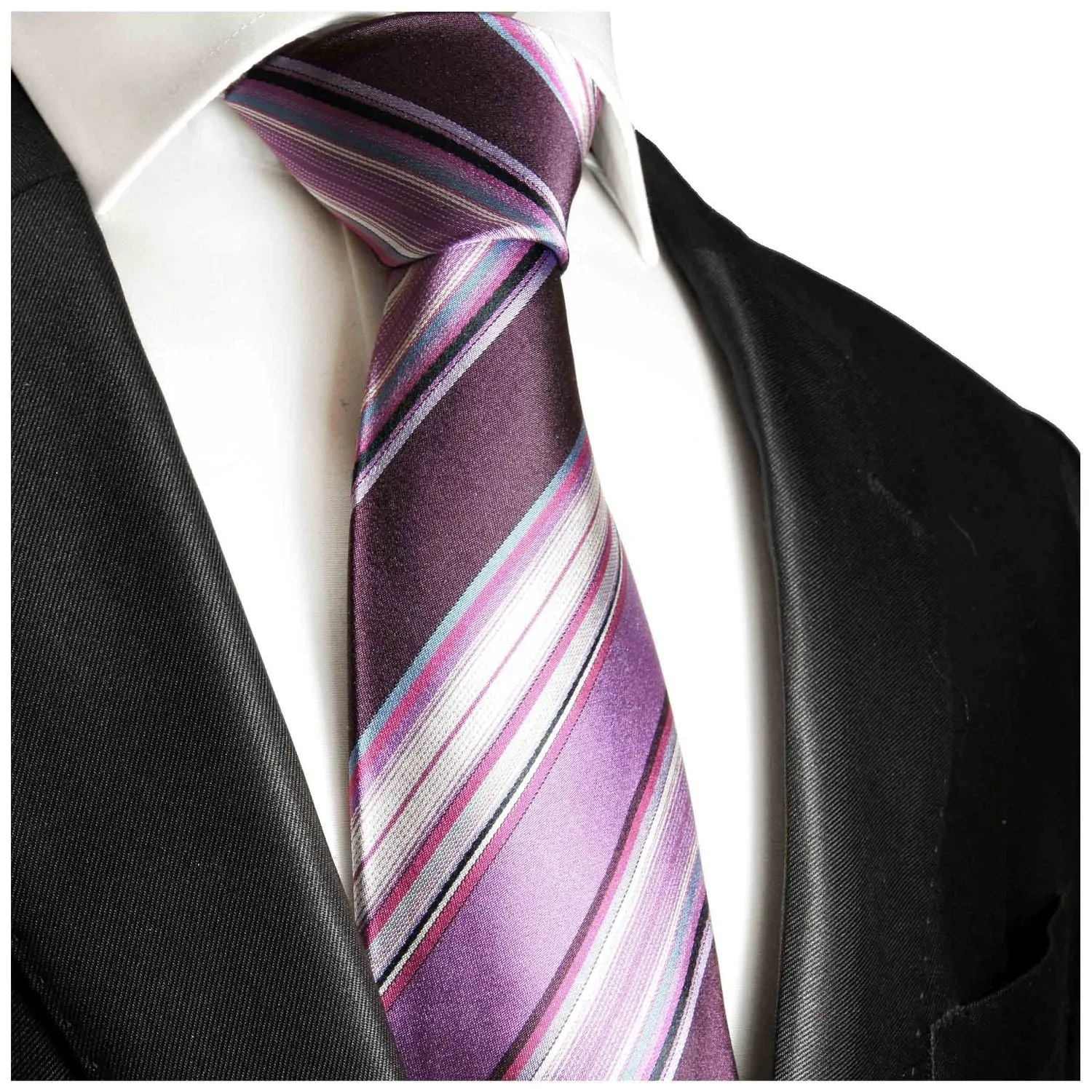 Luxurious Purple and Pink Silk Tie by Paul Malone