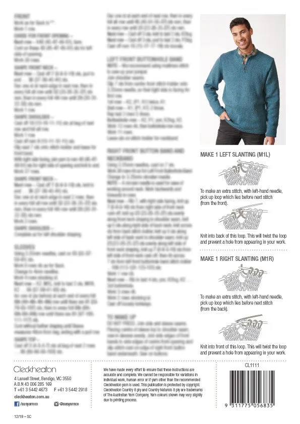 Mens Knits Knitting Book 1015