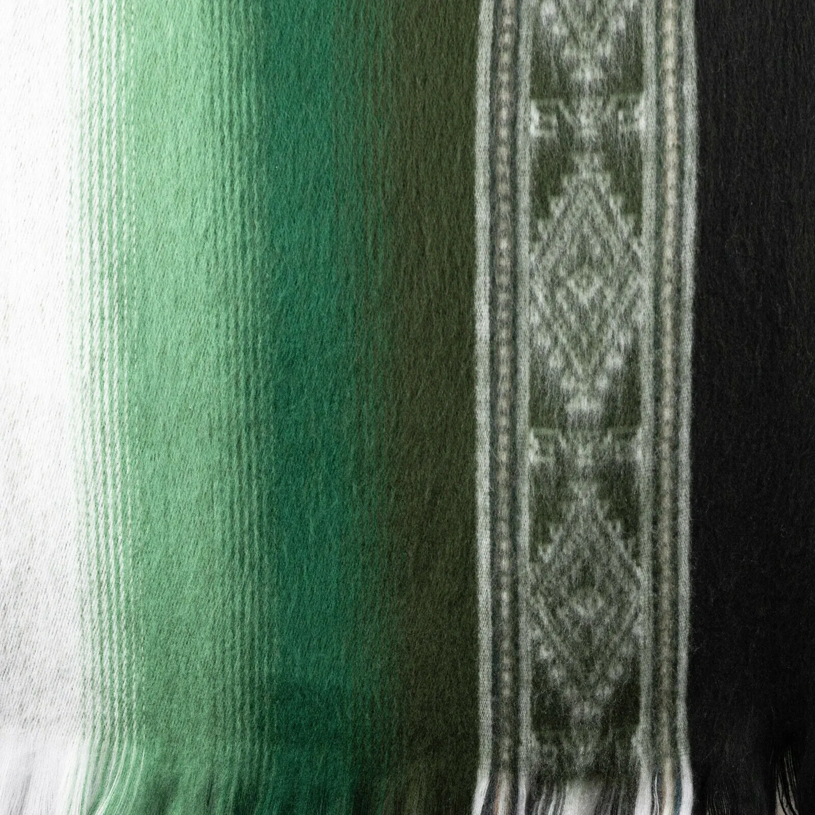 Muru - Lightweight Baby Alpaca Fringed Hooded Poncho - Green - Unisex