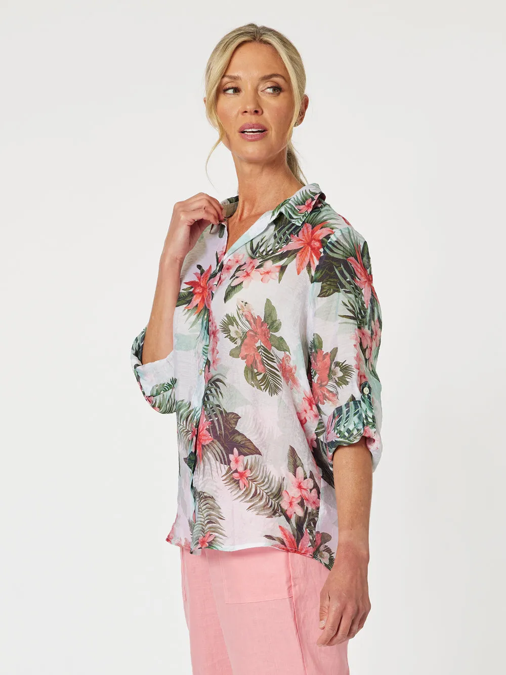 Paradise Print Shirt - Khaki