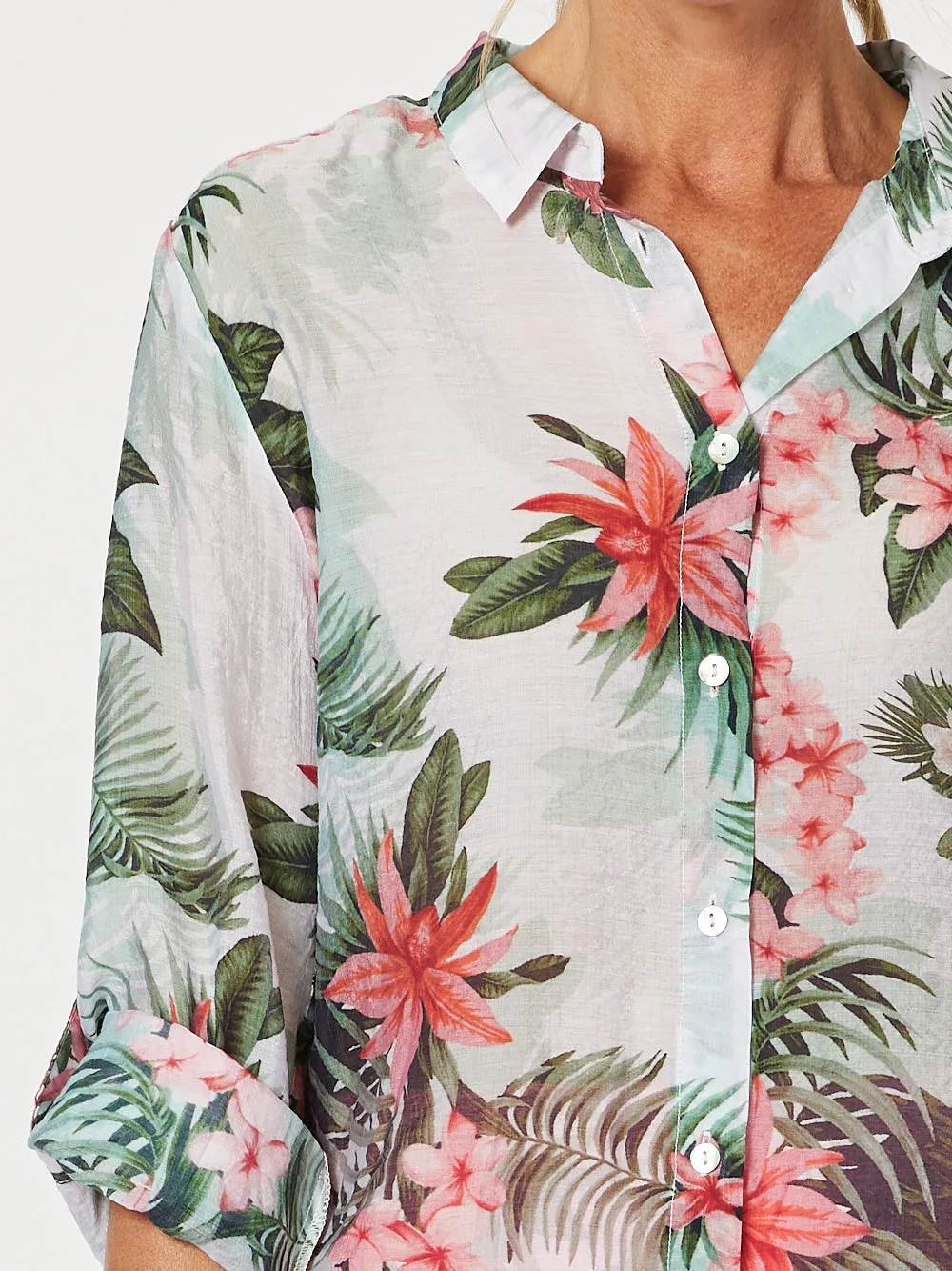 Paradise Print Shirt - Khaki