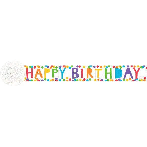 Printed Crepe Streamer - Happy Birthday, Rainbow