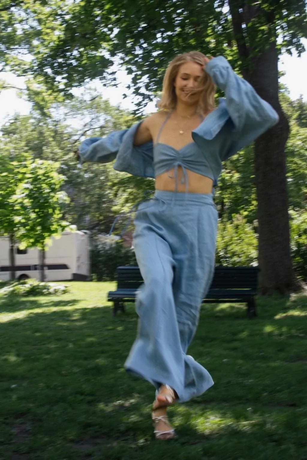 Romy Pant Blue Linen