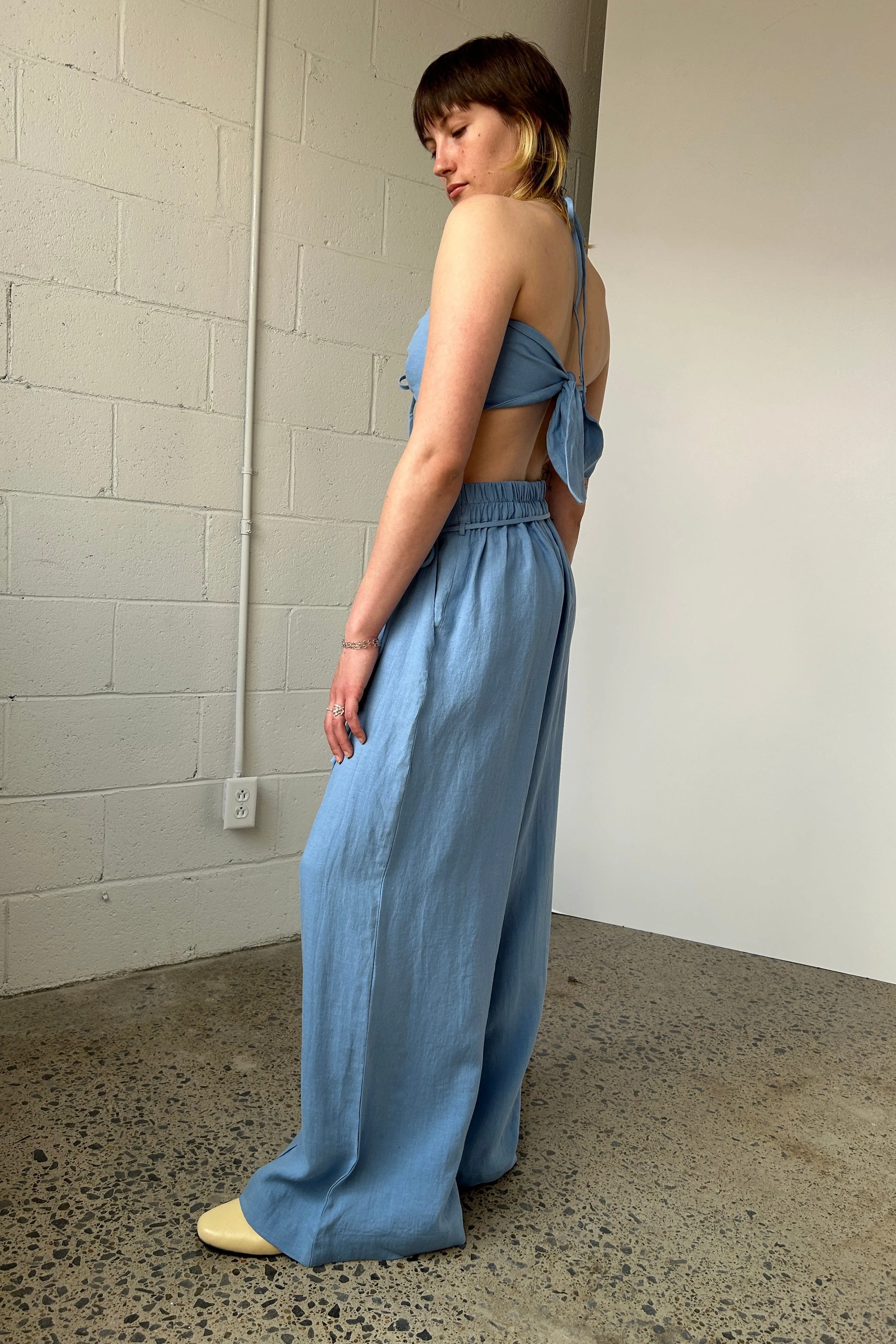 Romy Pant Blue Linen