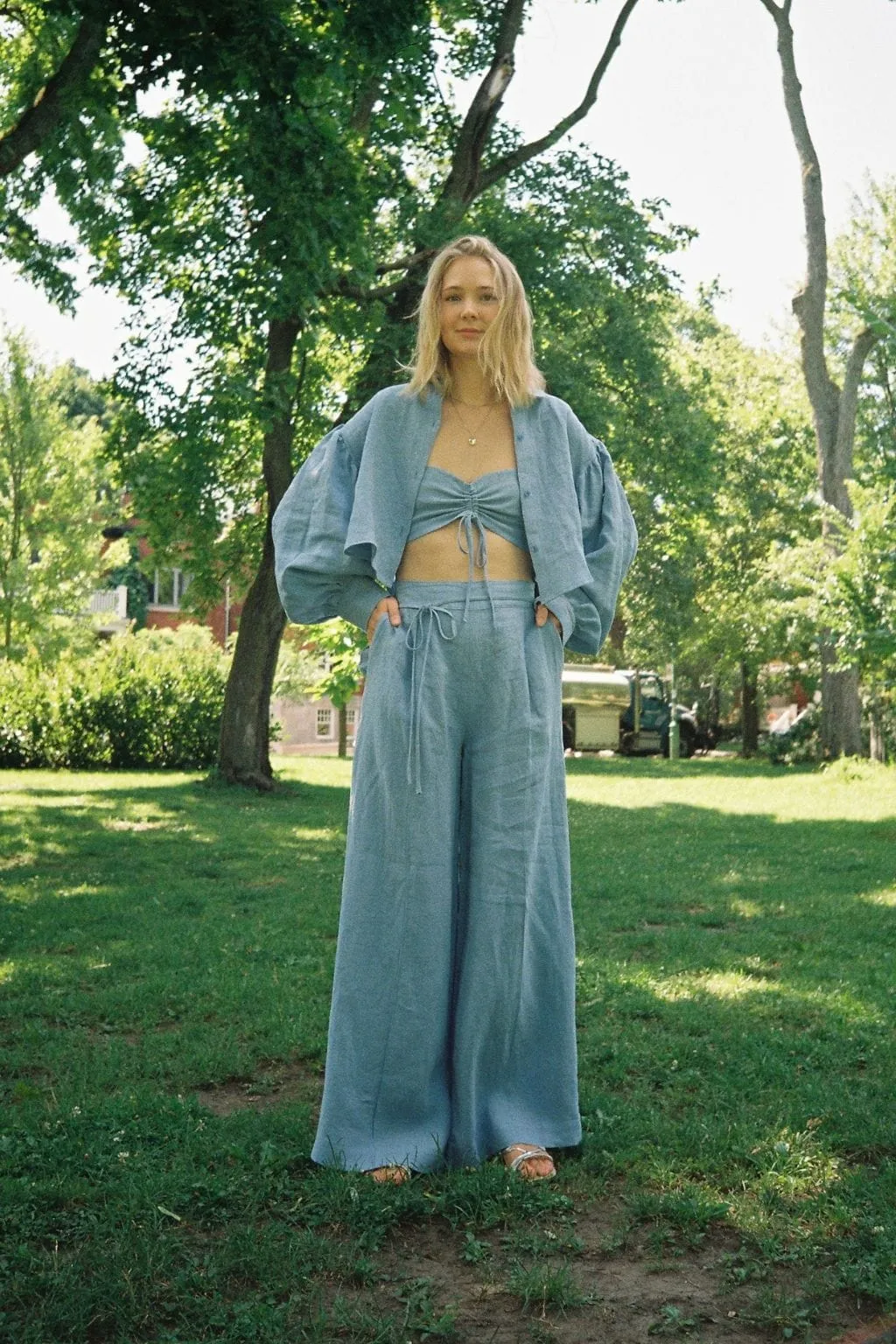 Romy Pant Blue Linen