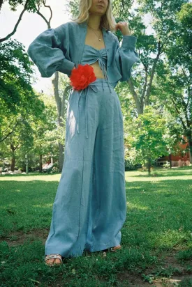 Romy Pant Blue Linen
