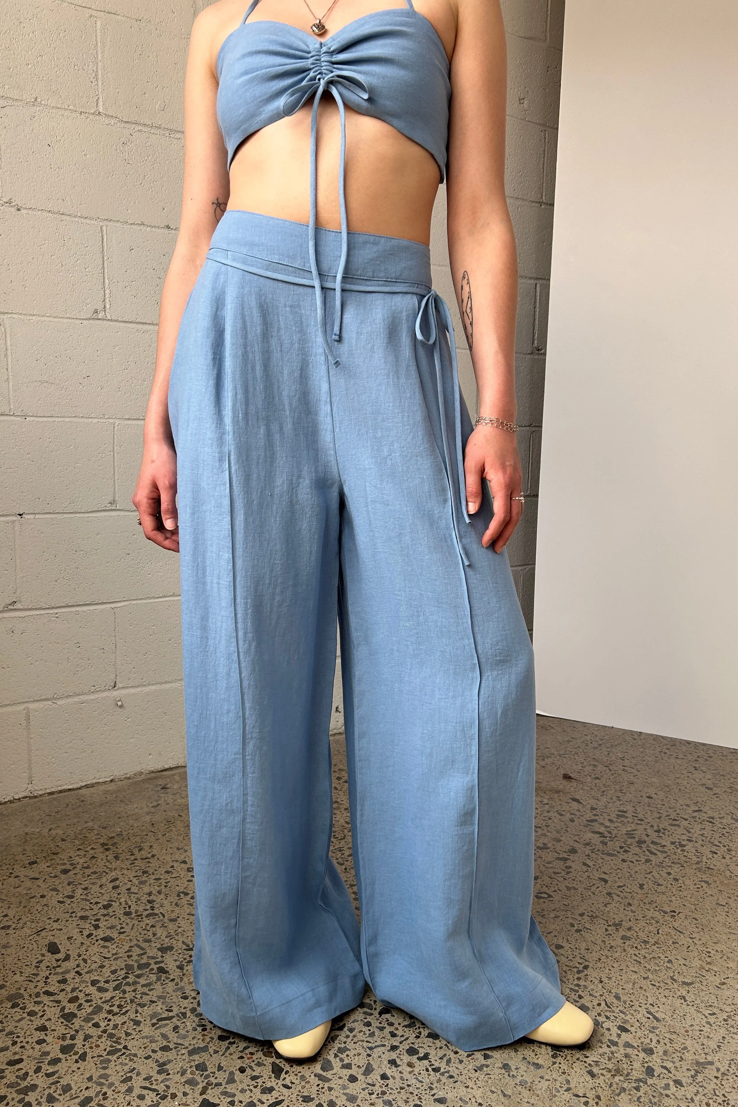 Romy Pant Blue Linen
