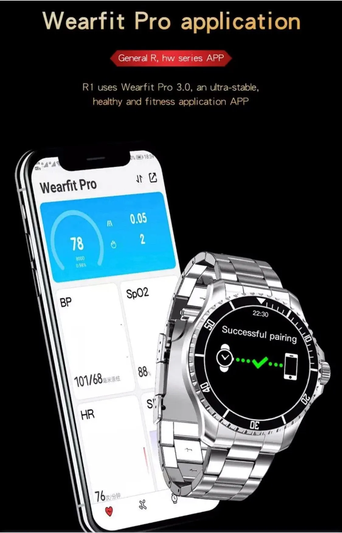 SHOC II Business Smart Watch Silver Extra Stainless steel silver straps availible.