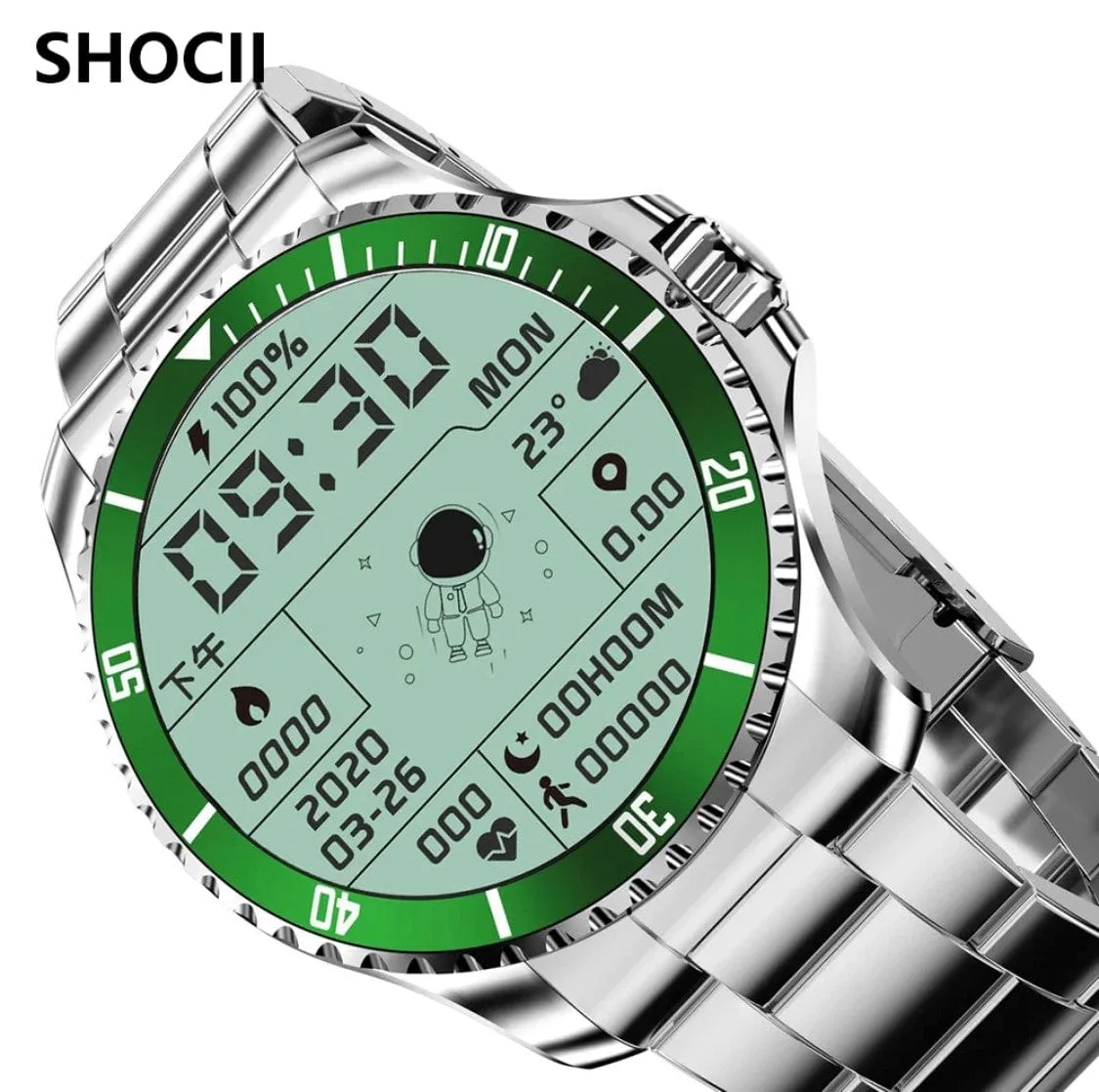 SHOC II Business Smart Watch Silver Extra Stainless steel silver straps availible.