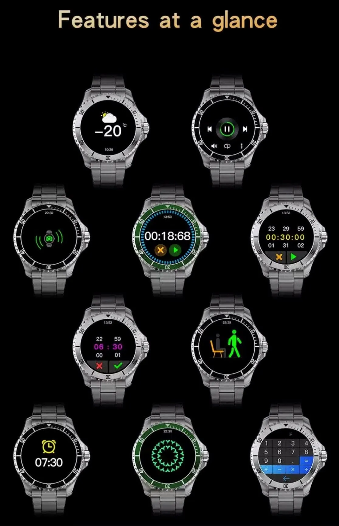 SHOC II Business Smart Watch Silver Extra Stainless steel silver straps availible.