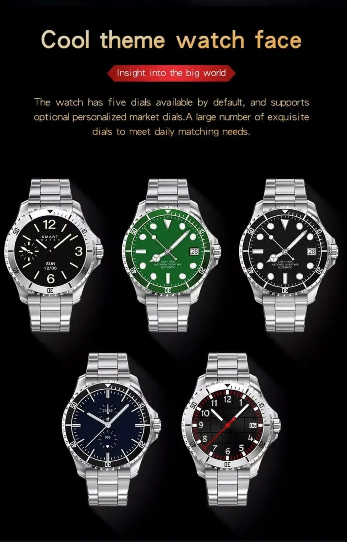 SHOC II Business Smart Watch Silver Extra Stainless steel silver straps availible.