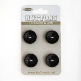 Sullivans Concave Button 4pc, Black- 15mm