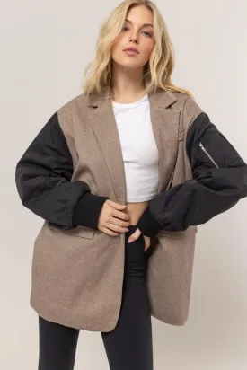 Taye Mixed Media Contrast Blazer