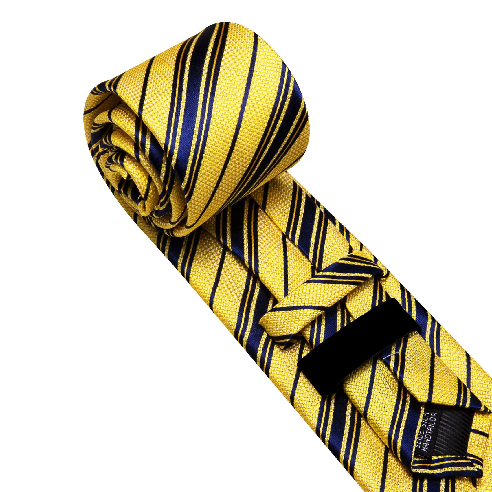 Ties2you Dress Tie Yellow Blue Striped Men's Silk Tie Pocket Square Cufflinks Set