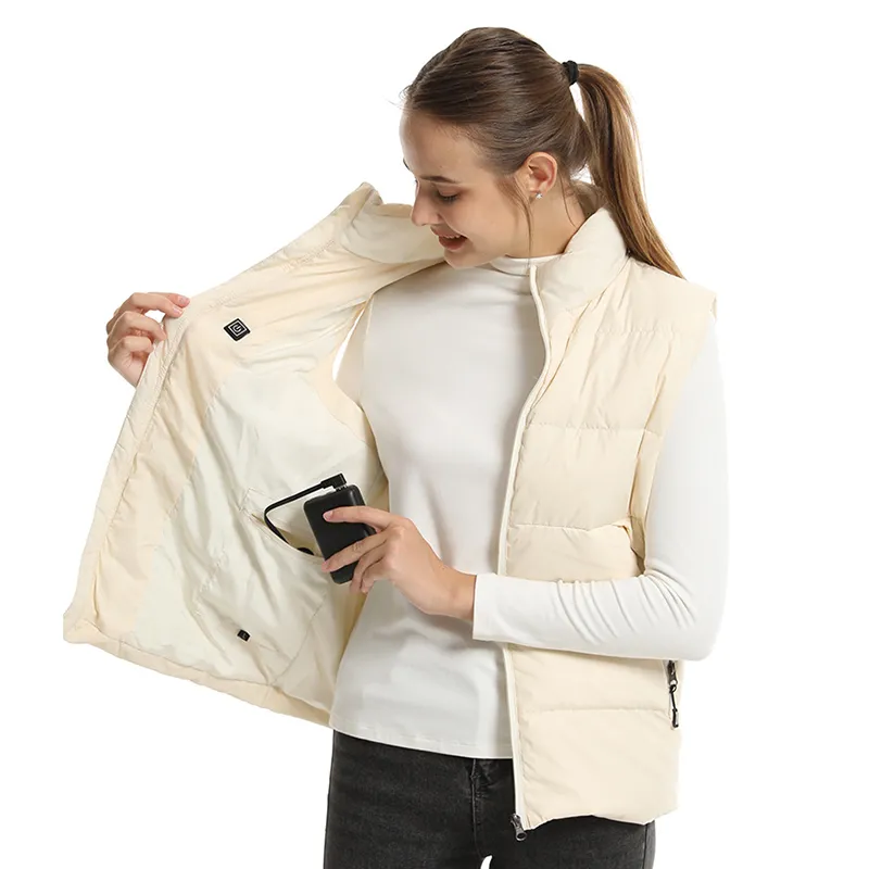 White Duck Down Heated Gilet