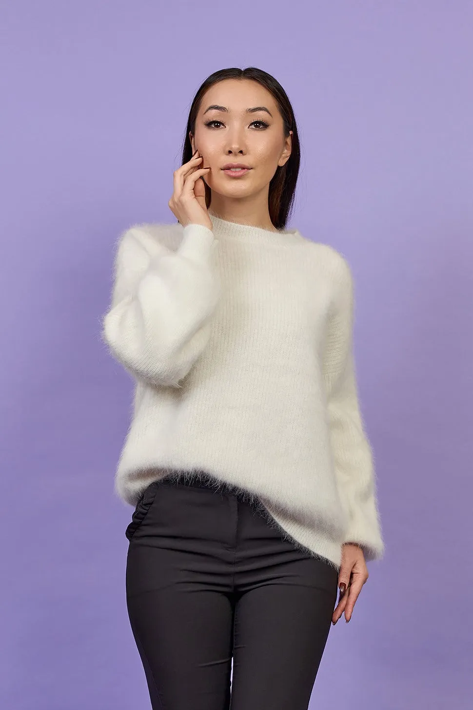 YANA Luxury Angora Crewneck Pullover Sweater