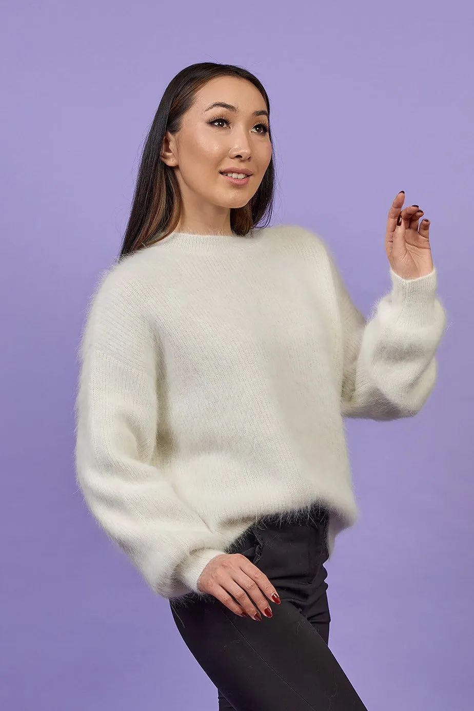 YANA Luxury Angora Crewneck Pullover Sweater